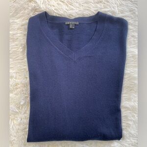 Theory Men's Navy Blue V-Neck Cotton Cashmere Sweater Lightweight size M